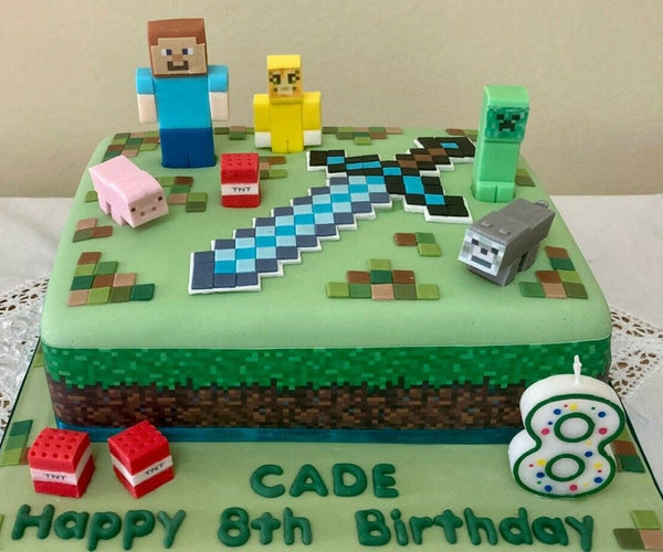 Amazon.com: 8pcs Pixel cake toppers figures Pixel Miner birthday cake  decoration for the Pixel Miner party supplies : Toys & Games